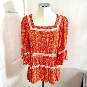 Free People Tiered Floral / Crochet Top